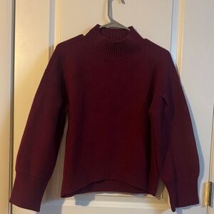 Melissa Nepton funnel neck sweater burgundy cropped knit boxy mock neck XS